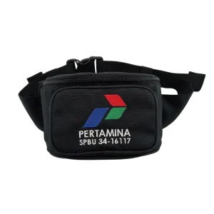 waistbag pertamina hitam-ponpon goodies